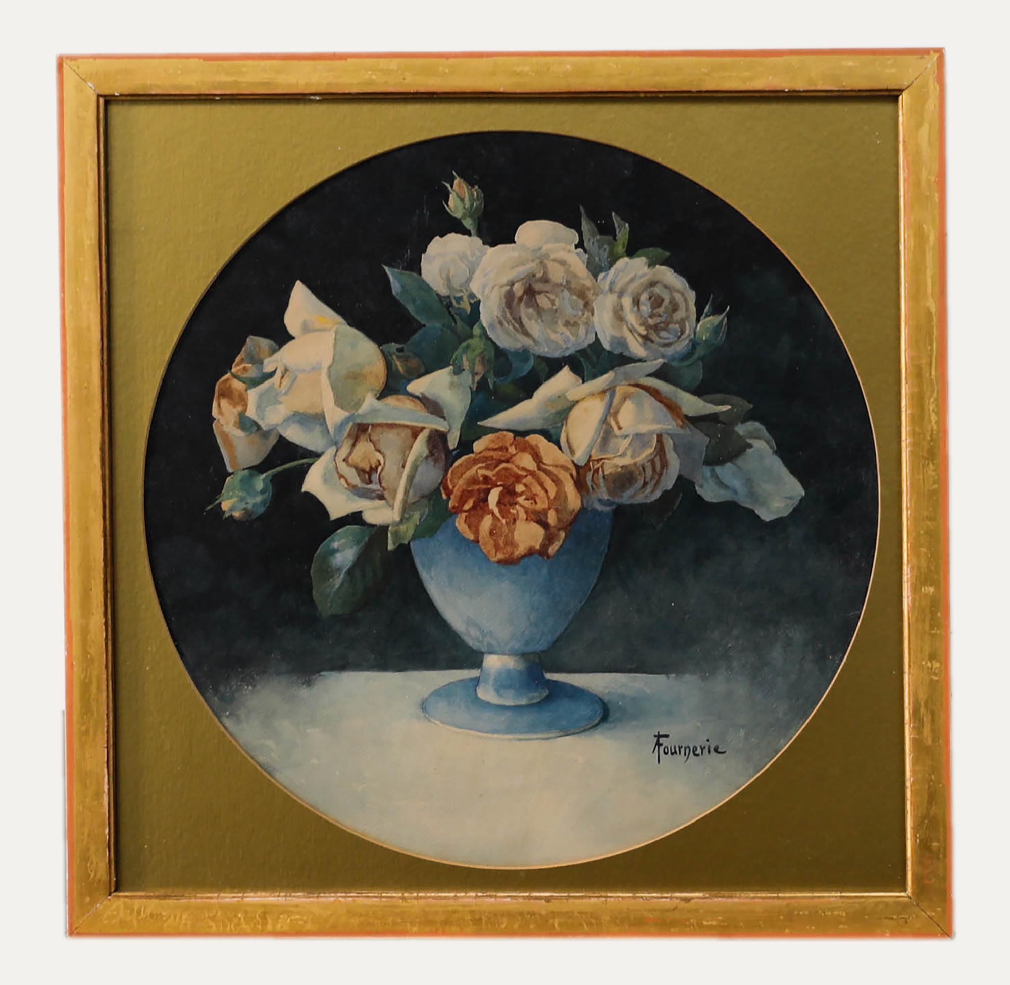 Unknown Still-Life - A. Fournerie - Framed Early 20th Century Watercolour, Still Life of Roses
