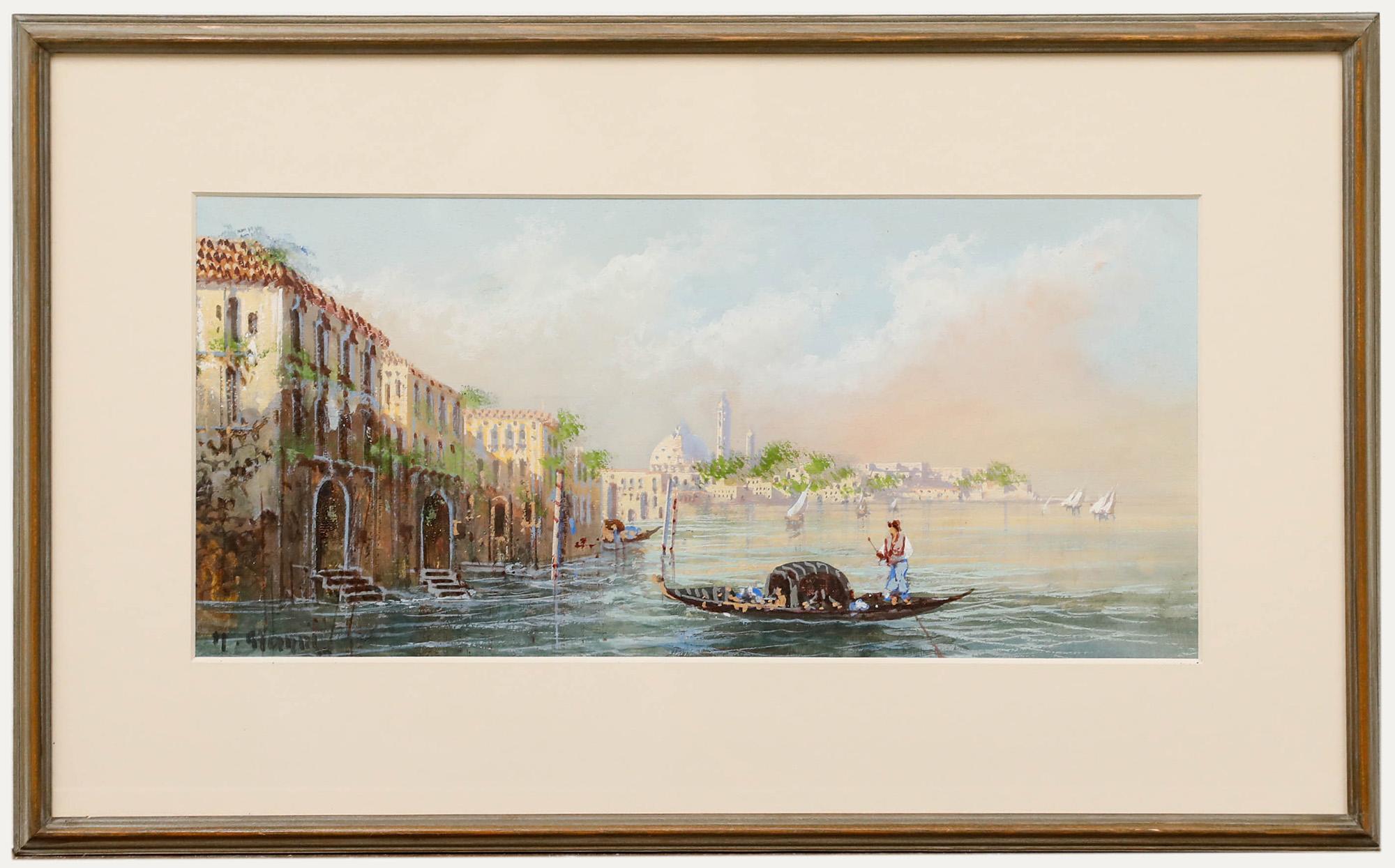 Landscape Art Unknown - Maria Gianni (1873-1956) - Encadrée, gouache du milieu du 20e siècle, vue du Lido