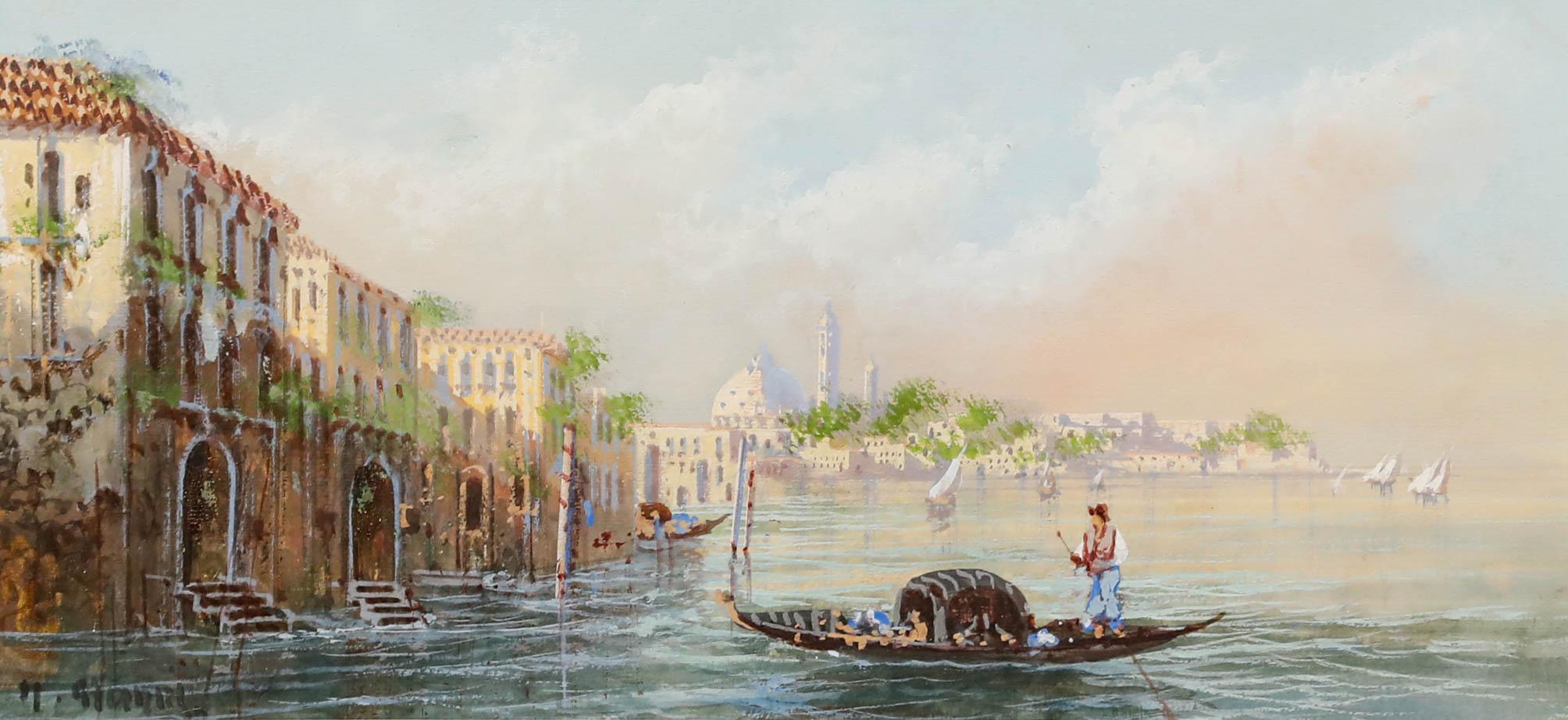 Maria Gianni (1873-1956) - Encadrée, gouache du milieu du 20e siècle, vue du Lido - Art de Unknown