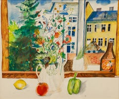 Wolfgang Zeiszner (b.1942) - 1972 Watercolour, Still Life in the Windowsill
