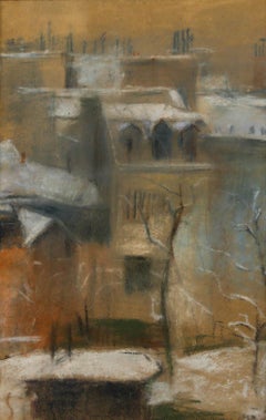 Cecile Hertz-Eyrolles (1875-1974) - Framed Pastel, The Snowy City