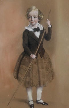 British School Late 19th Century Pastel - Portrait of a Young Boy