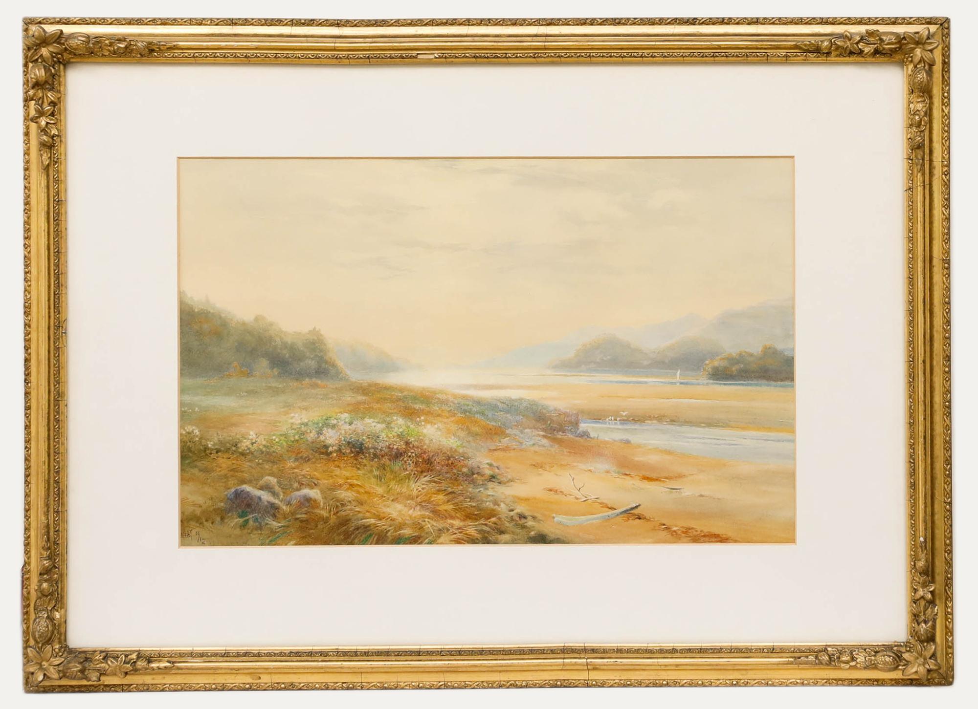 Unknown Figurative Art - 1912 Watercolour - The Beach At Dusk