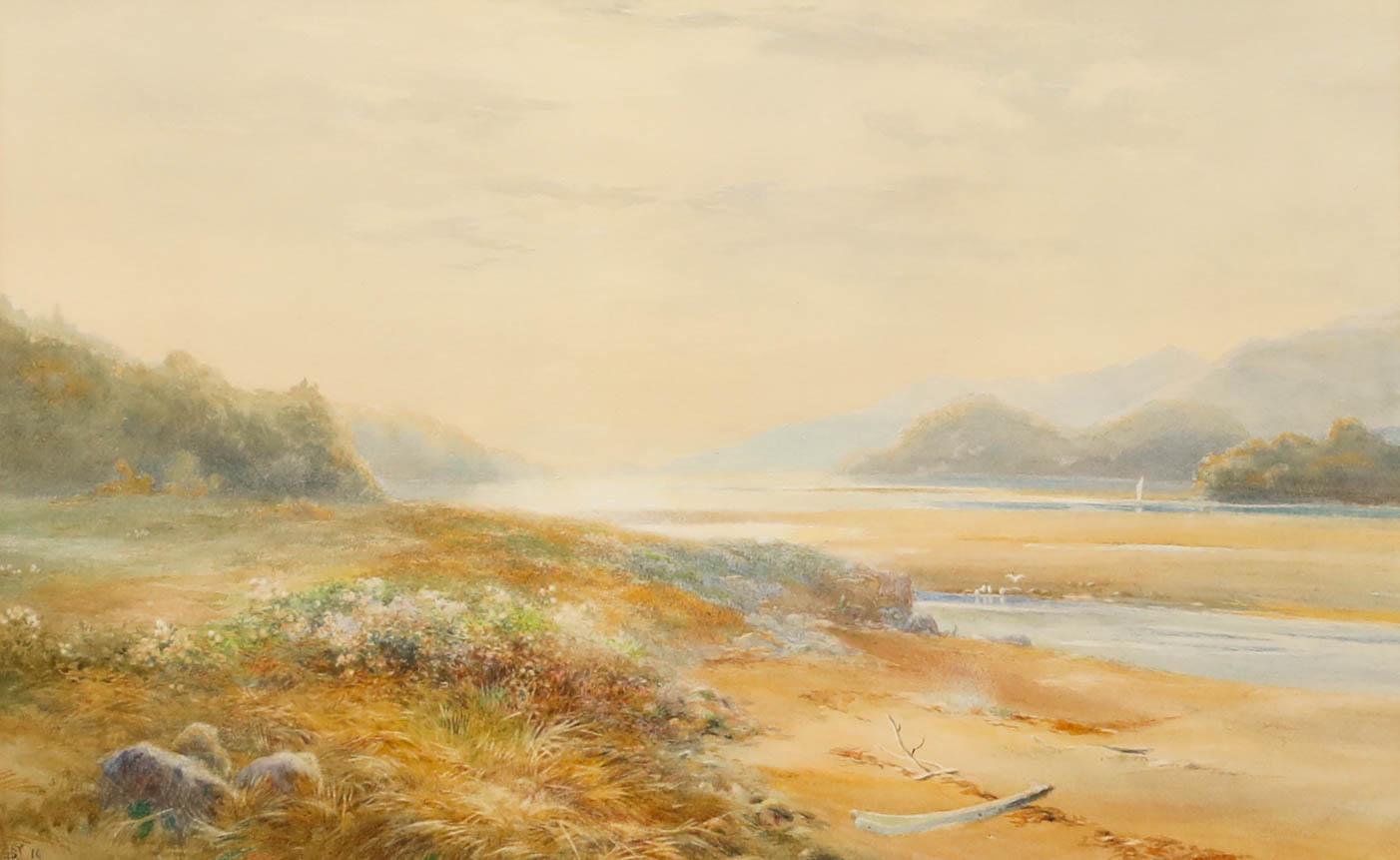 1912 Watercolour - The Beach At Dusk - Art by Unknown