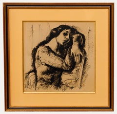 Mid 20th Century India Ink - A Solemn Pose