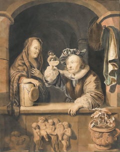 Manner of Gerrit Dou (1613-1675) - Framed Watercolour, A Doctor's Visit