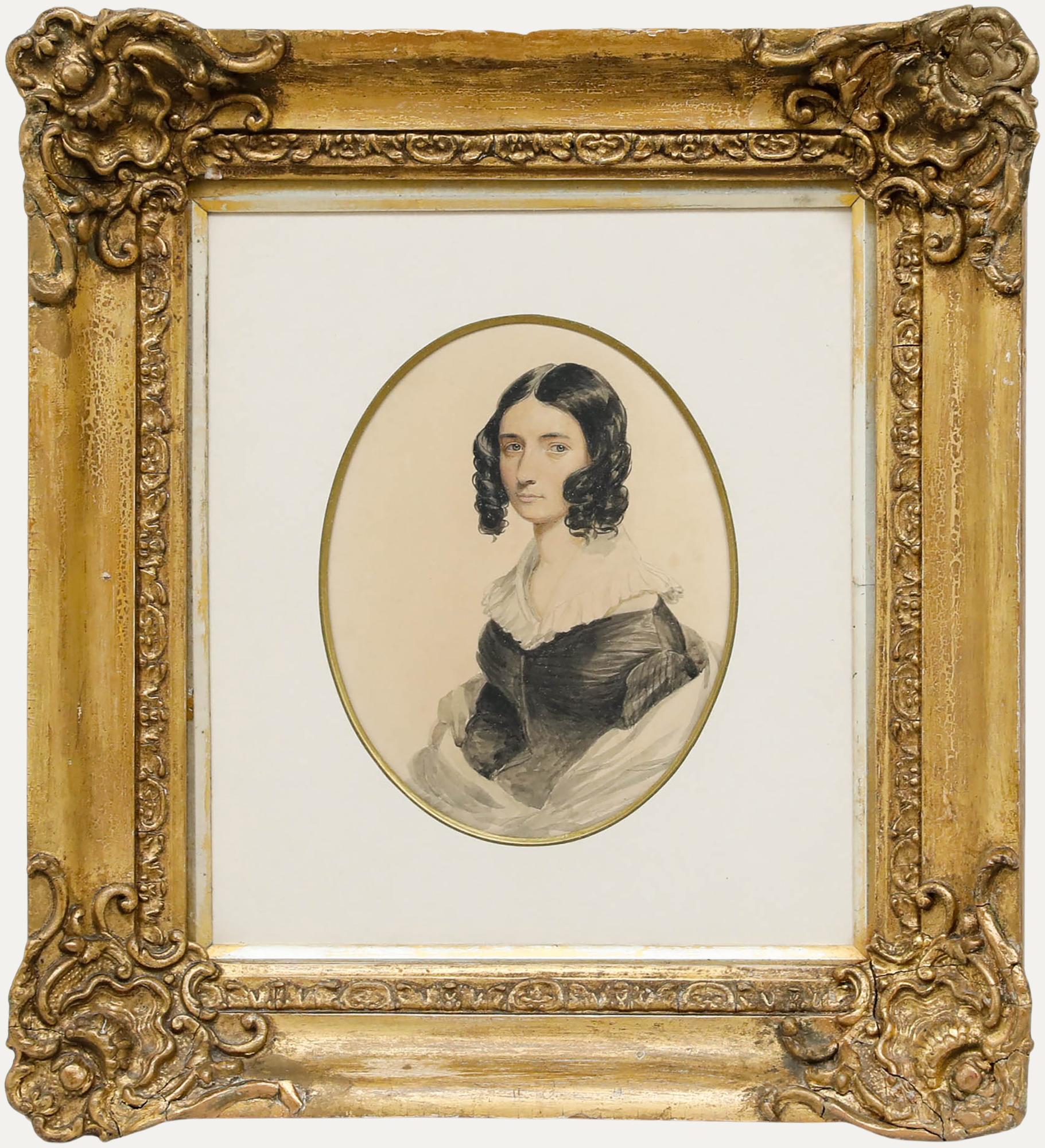 Unknown Portrait - English School Early 19th Century Watercolour - Dark Haired Beauty