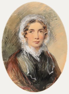 English School  19th Century Watercolour - Portrait of Elizabeth Greg