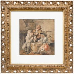 Framed Late 19th Century Watercolour - A Game of Cards