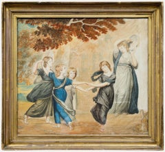 After George Romney - Framed 19th Century Watercolour, The Gower Family