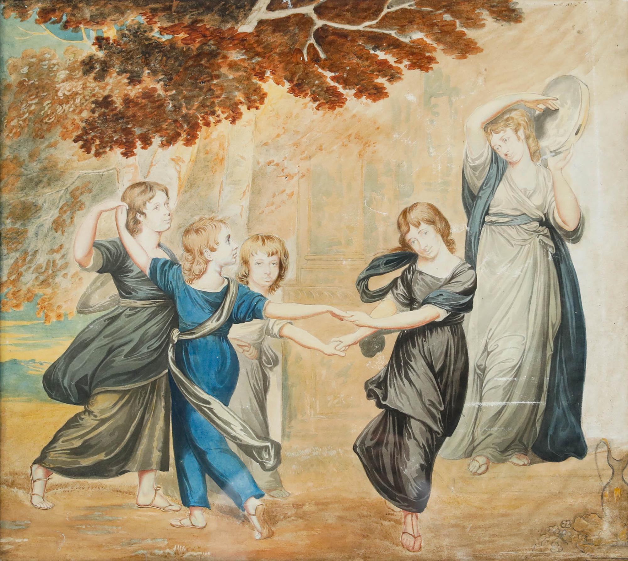 Aquarelle du 19e siècle encadrée The Gower Family, d'après George Romney - Art de Unknown