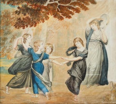 After George Romney - Framed 19th Century Watercolour, The Gower Family