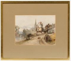 Paul Marny (1829-1914) - Aquarelle encadrée, Riverside Townes