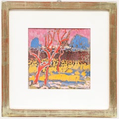 Fritz Brunner (1908-1996) - Encadré 1981, gouache, arbres d'été