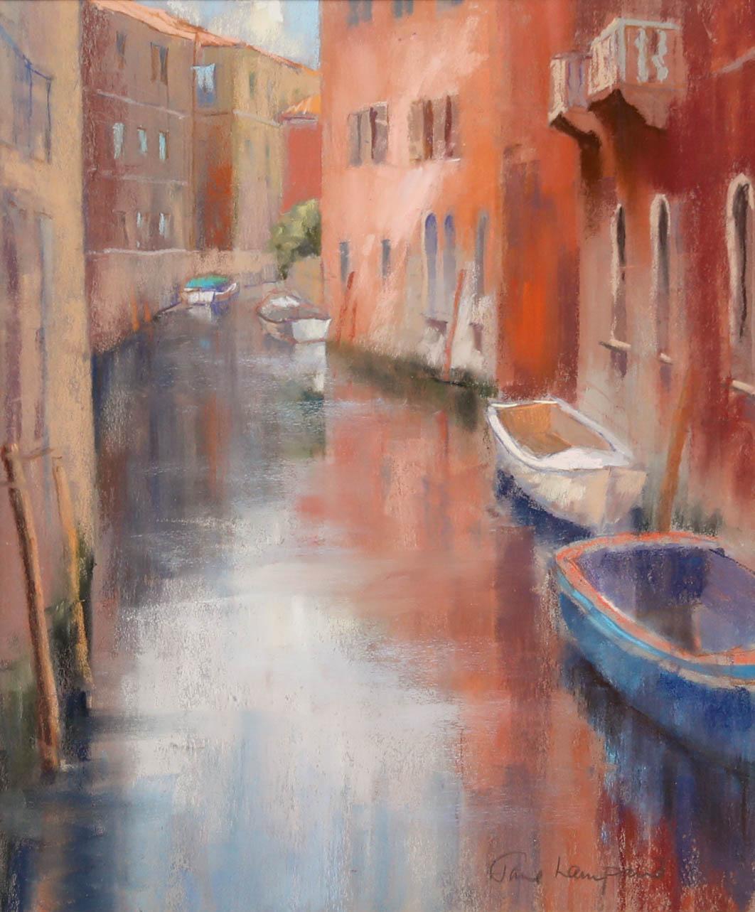Jane Lampard - Pastel contemporain encadré, Canal latéral, Dorsoduro en vente 1