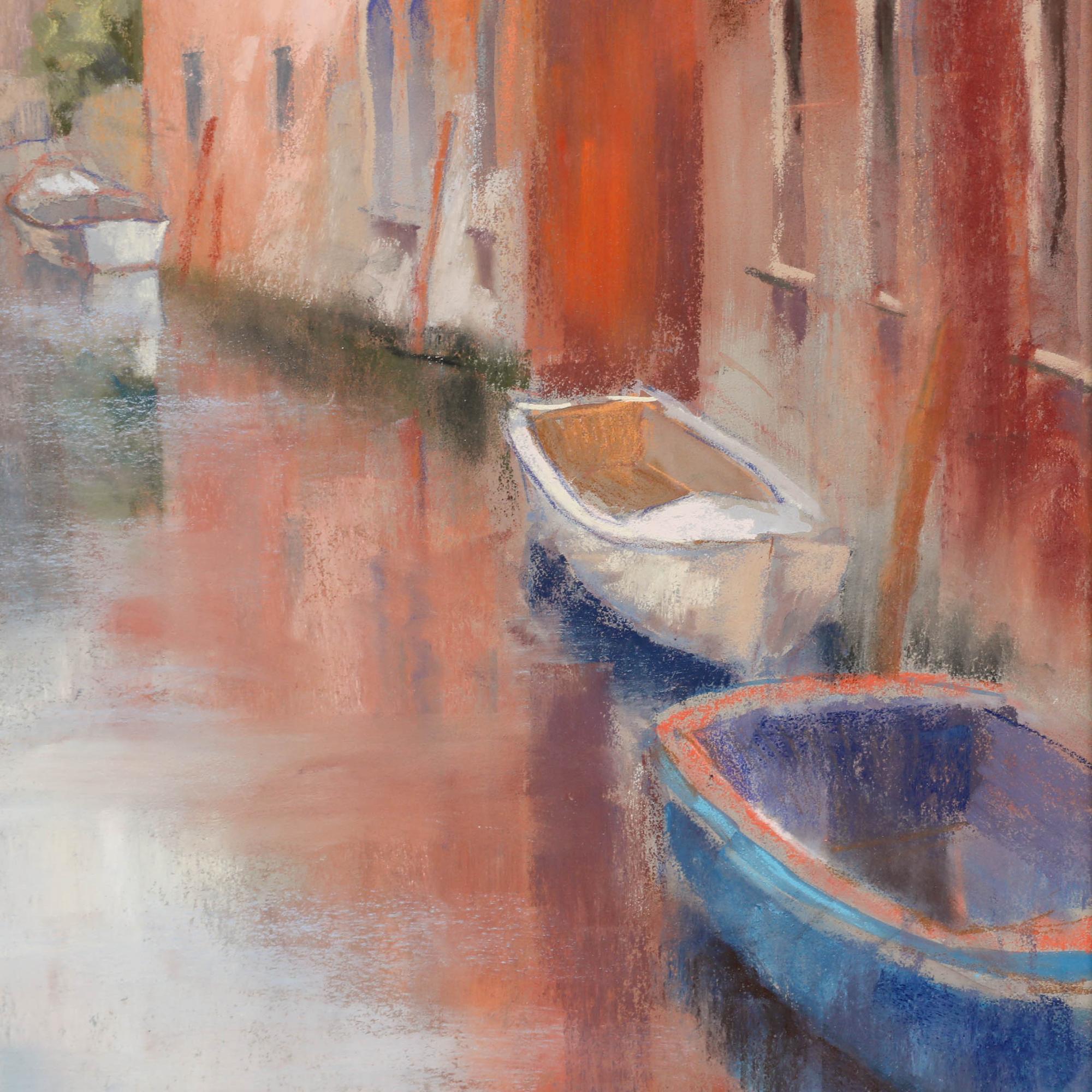 Jane Lampard - Pastel contemporain encadré, Canal latéral, Dorsoduro en vente 2