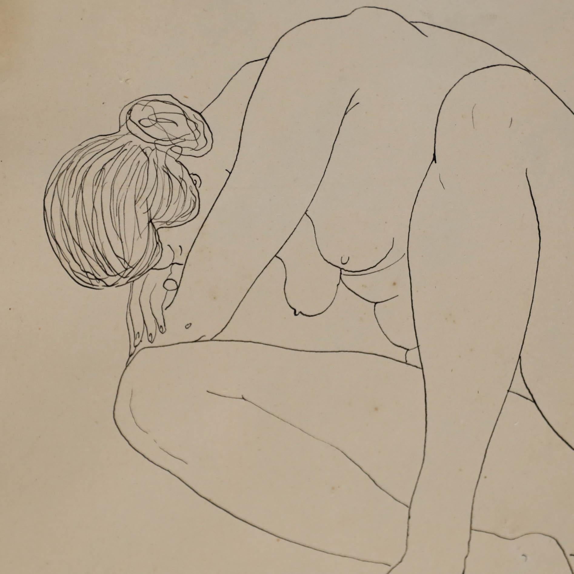 John Cluysenaar (1899-1986) - Mid 20th Century Pen and Ink, Female Nude Study 1