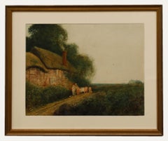 Frederick Hines (fl.1875-1928) - Aquarell, Rinder von dem Bauernhaus