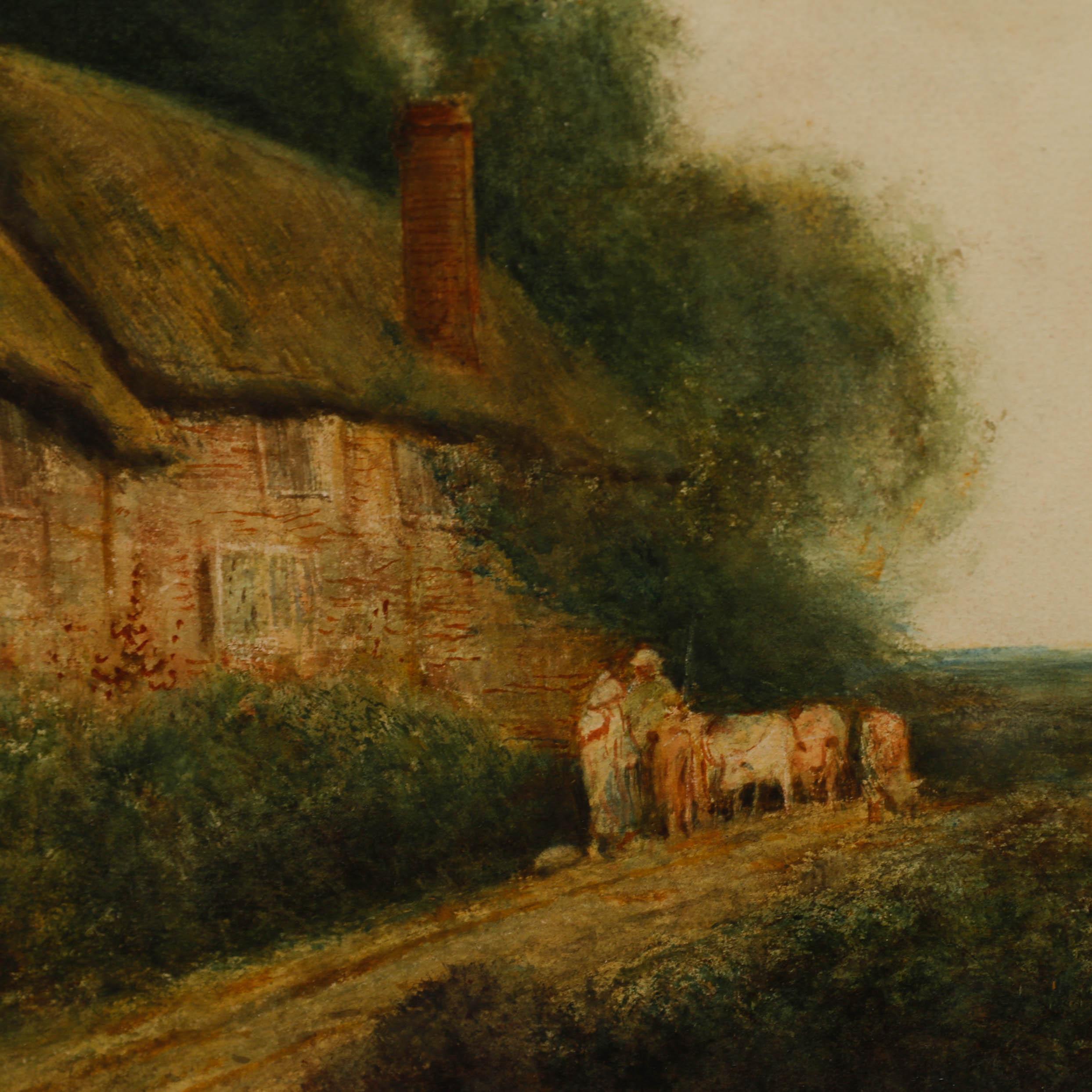 Frederick Hines (fl.1875-1928) - Aquarell, Rinder von dem Bauernhaus 2