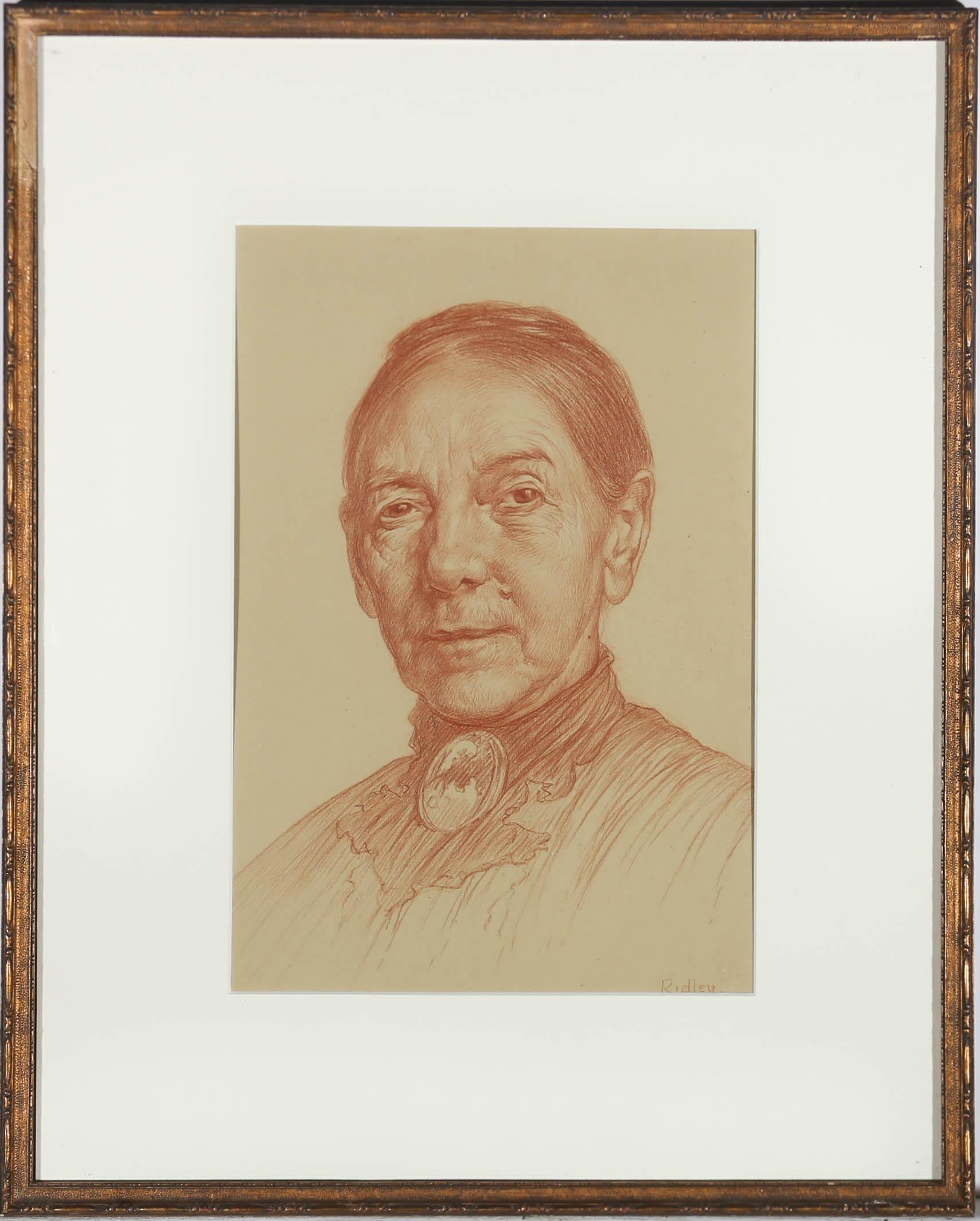 Edward Ridley (1883-1946) - 1917 Sanguine, edwardianisches Porträt
