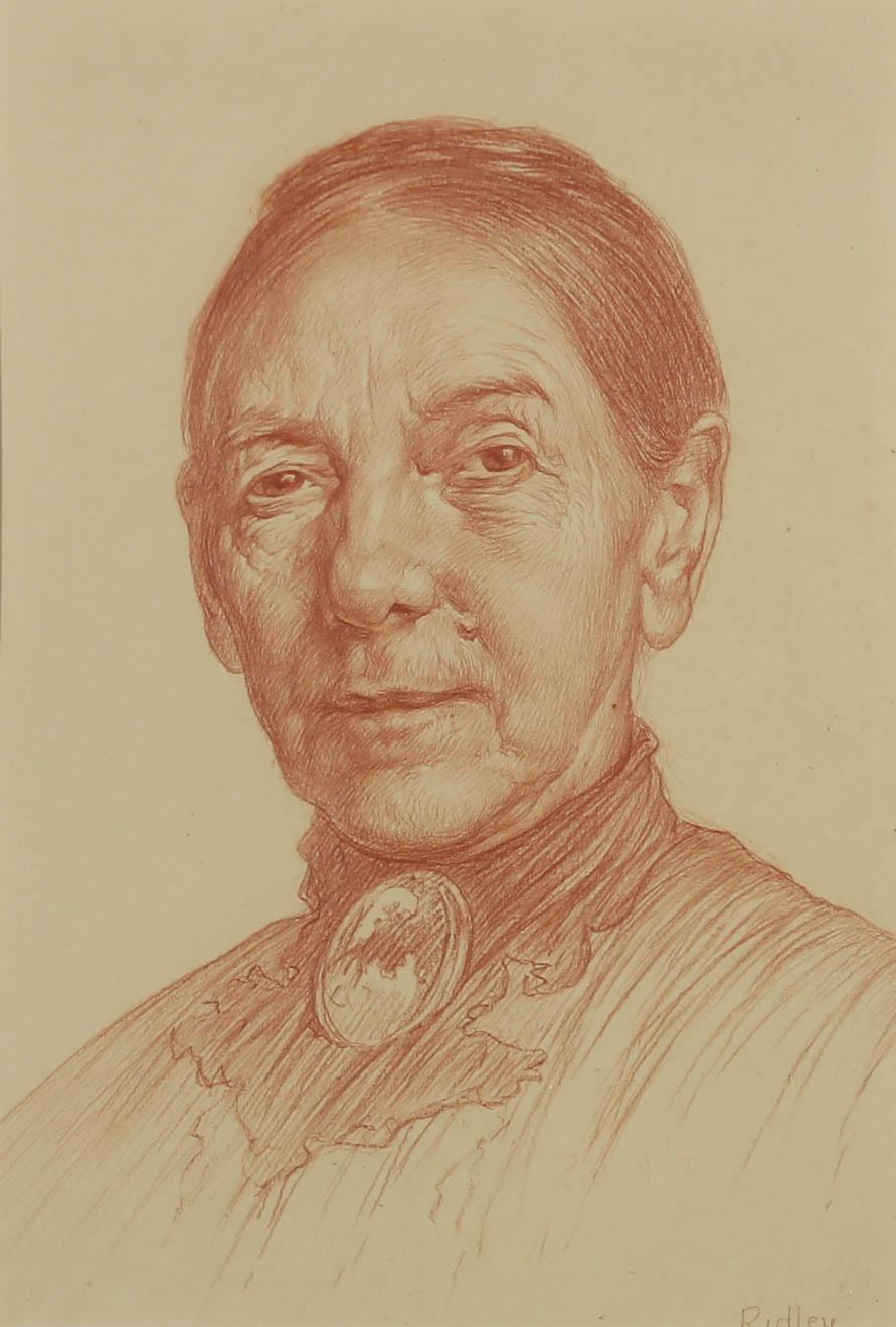 Edward Ridley (1883-1946) - 1917 Sanguine, Edwardian Portrait For Sale 1