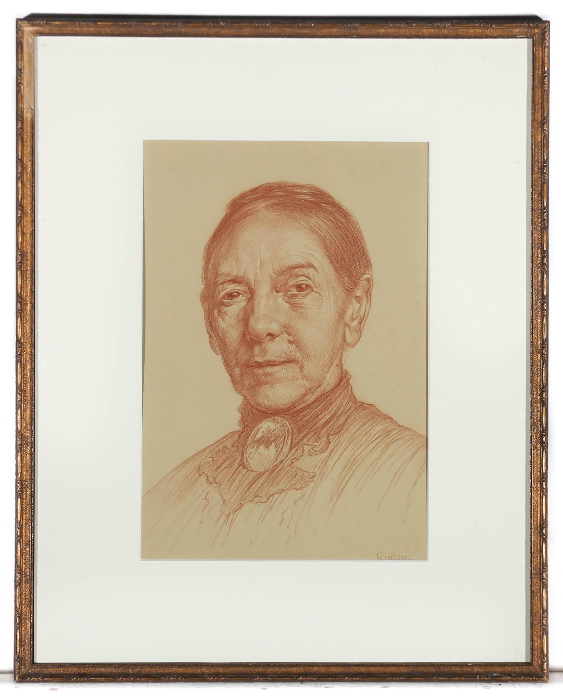 Edward Ridley (1883-1946) - 1917 Sanguine, Edwardian Portrait For Sale 2