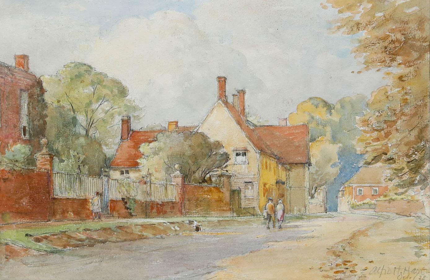 Alfred Henry Hart (1866-1953) - Gerahmtes Aquarell, Ein Herbsttag – Art von Unknown