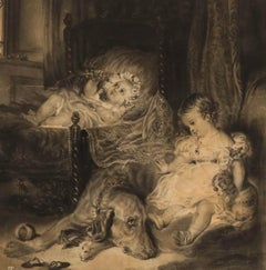 Miss Greenway - 19th Century Charcoal Drawing, Portraits of a Friend's Children