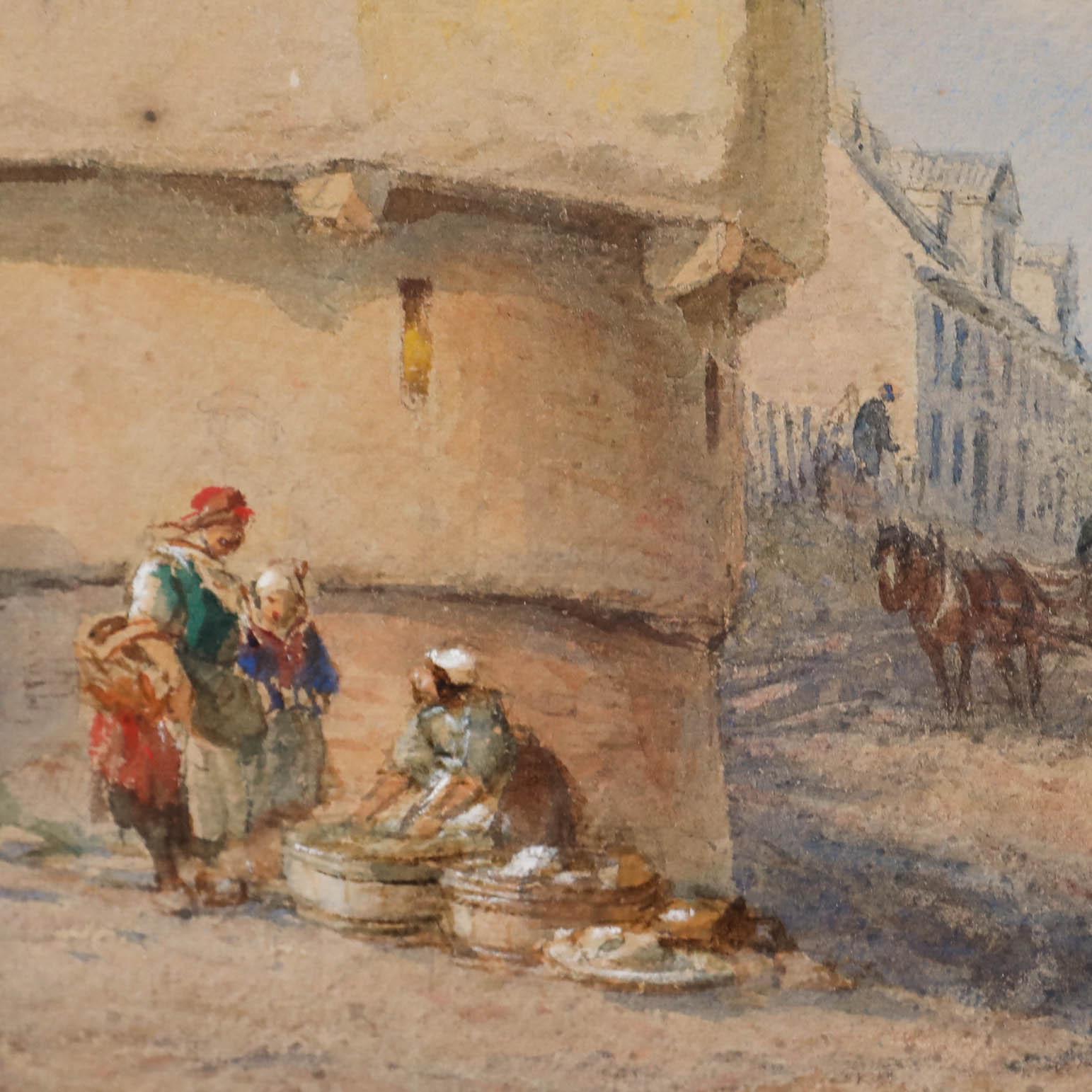 Thomas Robins (1810-1880) - Acquerello della metà del XIX secolo, Sul Reno - Landscape Art Beige di Thomas Sewell Robins