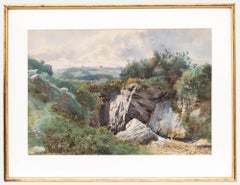 Francis G. Coleridge (1838-1923)- Framed Watercolour, Sheep Grazing near a Gorge