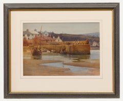 William Barclay Clibborn - Framed 1911 Watercolour, The Harbour Jetty, Low Tide