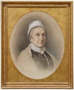 Richard Hollingdale (1850-1899) - Framed Pastel, Victorian Lady with Lace Cap