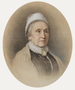 Richard Hollingdale (1850-1899) - Framed Pastel, Victorian Lady with Lace Cap