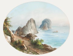 Emmanuel Meuris (1894-1969)  - Early 20th Century Gouache, Faraglioni, Italy