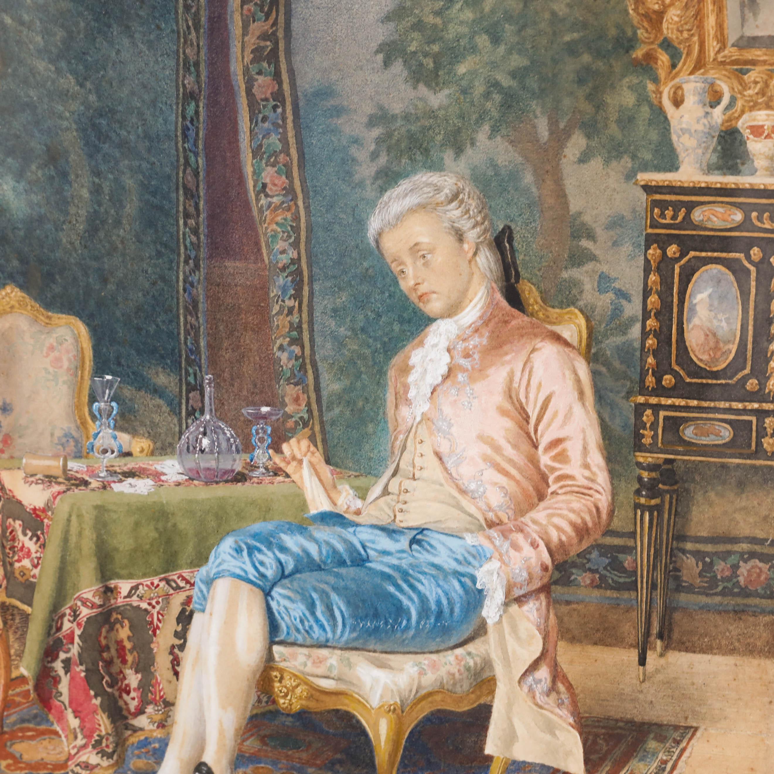 J. Robinson - Acuarela de principios del siglo XX, Un seguidor de la moda - Portrait Marrón de Unknown