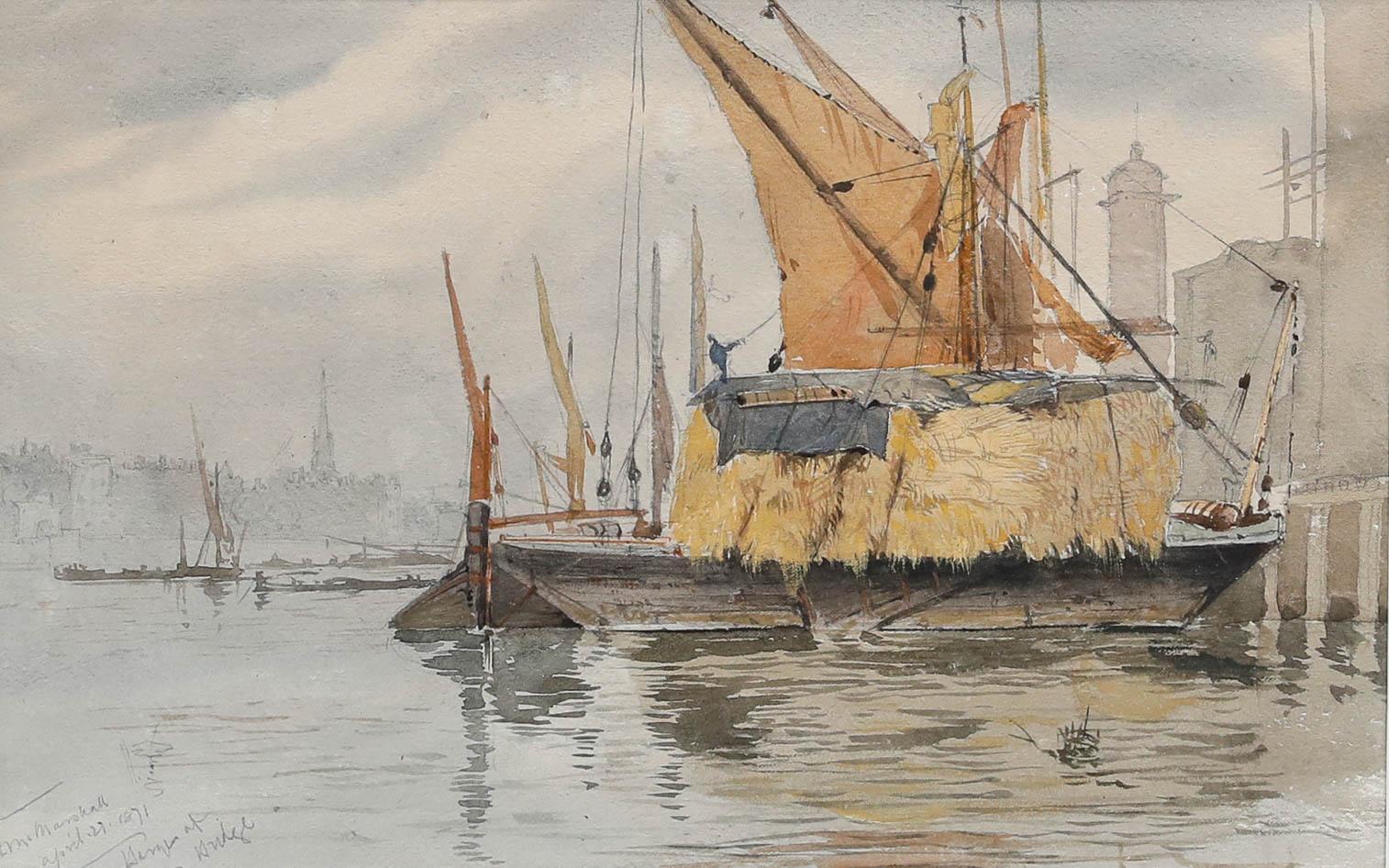 Herbert Menzies Marshall (1841-1913) - 1871 Watercolour, The Quay - Art by Unknown