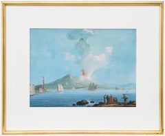 Neapolitan School 19th Century Gouache - The Eruption of Mount Vesuvius
