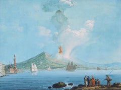 Neapolitan School 19th Century Gouache - The Eruption of Mount Vesuvius
