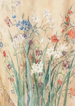 Mid 20th Century Watercolour - White freesias