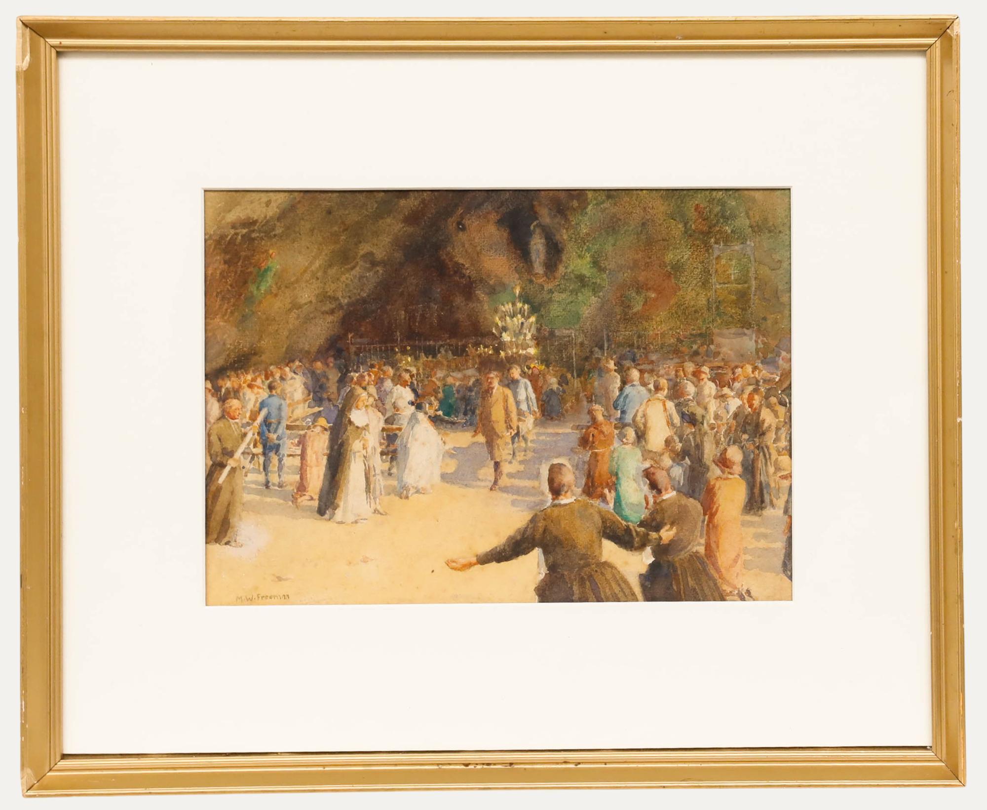 Mary Winifred Freeman (1866-1961) - Aquarelle, The Pilgrimage (Le pèlerinage)