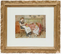 George Goodwin Kilburne (1839-1924) - Watercolour, Peeling Apples