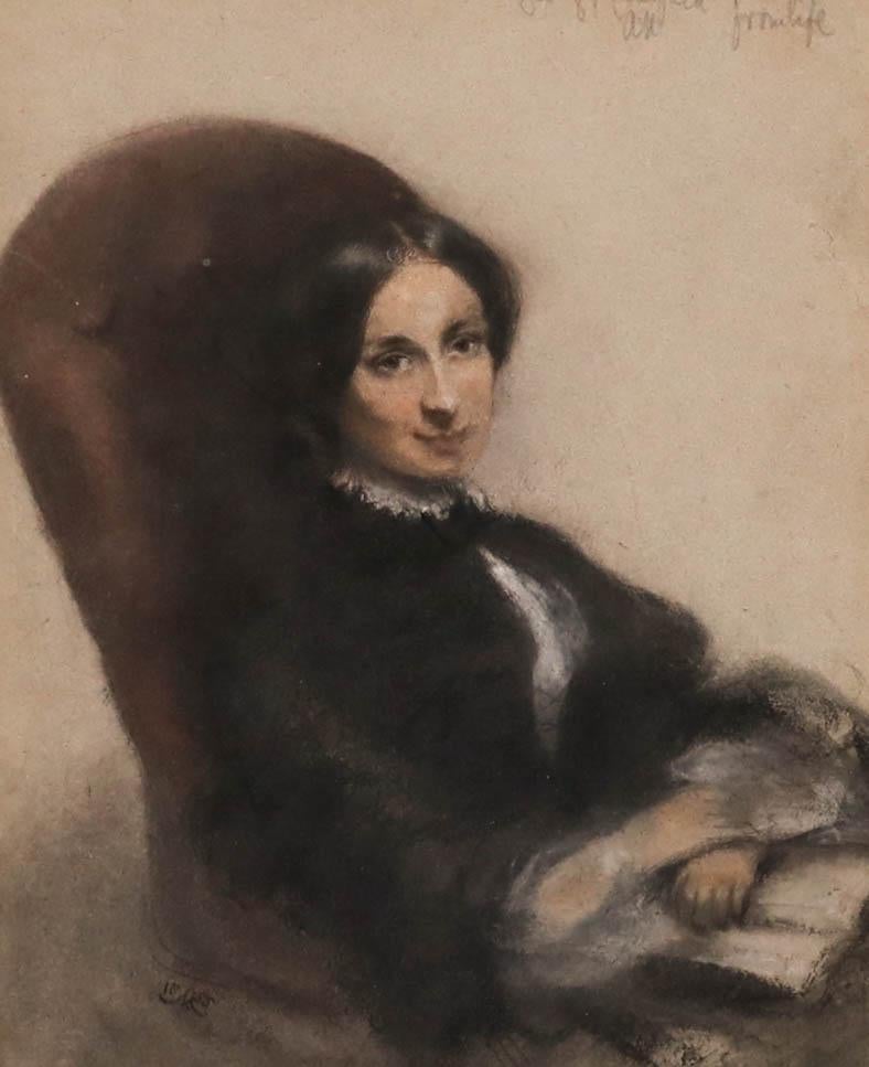 Arthur Miles (fl.1851-1880) - Gerahmtes pastellfarbenes Porträt von Georgy Chatfield aus dem Jahr 1855 (Weiß), Portrait, von Unknown