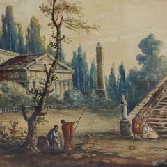 D'après Hubert Robert The (1733-1808) - Aquarelle du XIXe siècle, Palais Italien