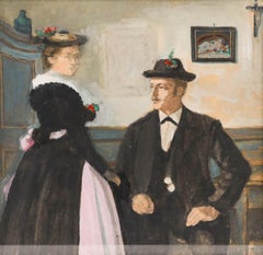Austrian School Late 19th Century Gouache - A Fashionable Couple