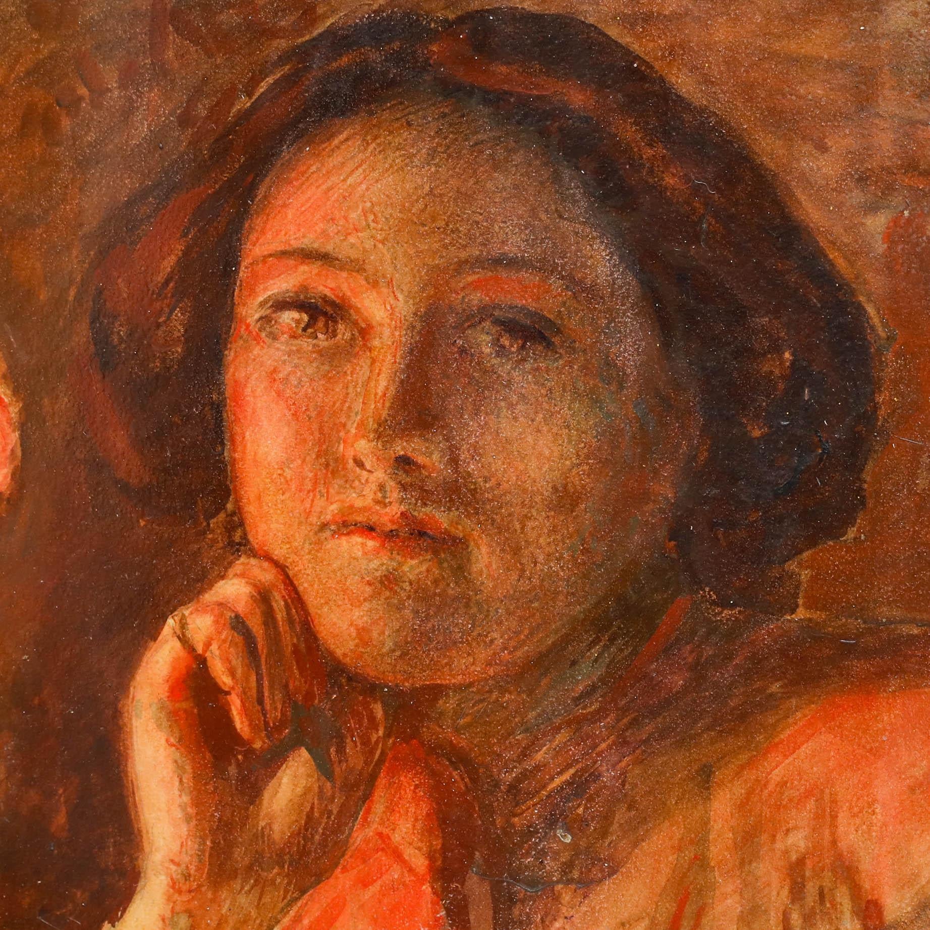 Un delizioso ritratto dell'inizio del XX secolo dell'artista Agnes Pringle (1853-1934). L'artista utilizza abilmente la luce e l'ombra per creare un'atmosfera intima mentre il soggetto è immerso nel caldo bagliore della lampada. Firmato in basso a