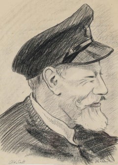 H.E. Foster - Kohlezeichnung des frühen 20. Jahrhunderts, Old Scott