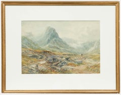 William Henry Hall (1812-1880) - Acuarela enmarcada, Pastor en las Tierras Altas