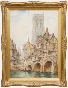 Pierre Le Boeuff (fl.1899-1920) - Late 19th Century Watercolour, Canal Scene