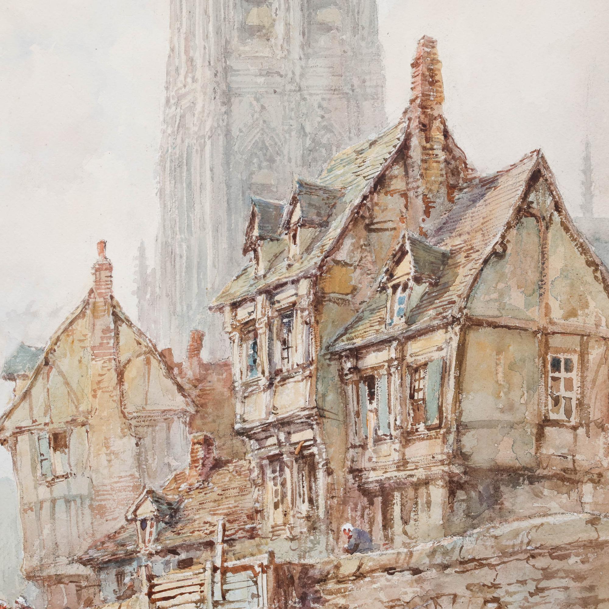 Pierre Le Boeuff (fl.1899-1920) - Late 19th Century Watercolour, Canal Scene For Sale 3