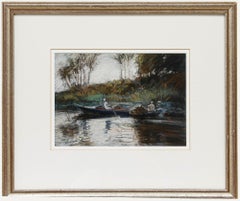 John Linfield (b.1930) - Framed 20th Century Pastel, Rowing Down the River